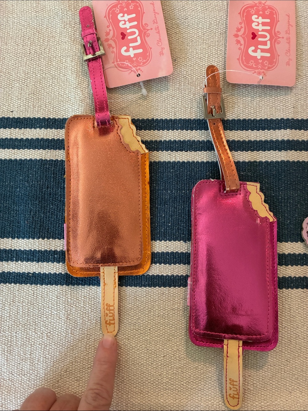 fluff Metallic Popsicle Luggage Tag Duo - Pink & Copper